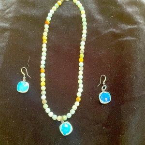 Tourmaline bead necklace & earrings